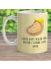 Mr. & Mrs. Panda Becher Igel Beten mit Spruch in Gelb Pastell