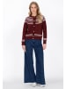DreiMaster Women Cardigan in wine red offwhite