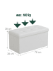 relaxdays Sitzbank in Weiß - (B)76 x (H)38 x (T)38 cm