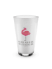 Mr. & Mrs. Panda Glas Flamingo Stolz mit Spruch in Transparent