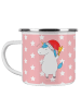 Mr. & Mrs. Panda Camping Emaille Tasse Einhorn Weihnachtsmann oh... in Rot Pastell