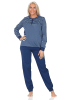 NORMANN Interlock Schlafanzug langarm Bündchen Streifenoptik - 87371 in marine