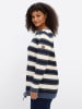 sheego Langarm-Pullover in tiefblau-ecru-geringelt