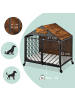 relaxdays Hundekäfig "Industrial" in Braun/ Schwarz - (B)70 x (H)73 x (T)53 cm