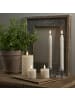 STAR Trading LED Blockkerze Flamme Swirl aus Wachs 2er-Set, 15cm, braun in Braun,Beige