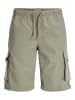 Jack & Jones Cargoshorts Elastischer Bund Kordelzug Einfarbig in Grün