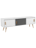 Beliani TV-Schrank INDIANA in Weiß/Grau/Braun - (W) 160 x (H) 55 x (L) 40 cm