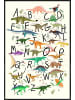 Juniqe Poster in Kunststoffrahmen "Dino Alphabet" in Bunt