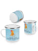 Mr. & Mrs. Panda Camping Emaille Tasse Fuchs Weihnachten mit Spruch in Eisblau