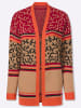 Sieh an! Strickjacke in camel-orange-gemustert