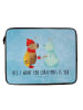 Mr. & Mrs. Panda Laptop Tasche Nachtfalter Schneemann mit Spruch in Eisblau