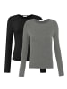 SASSYCLASSY Langarmshirt mit Kasmiranteil Set in Schwarz-Grau