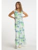 IZIA Damen Maxikleid Mit Allover-Print in Blau Grün