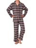 NORMANN Flanell Pyjama langarm Schlafanzug Karo Knopfleiste - 70120 in grau