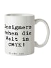 Mr. & Mrs. Panda Becher Spruch CMYK Designer mit Spruch in Weiß