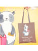 Mr. & Mrs. Panda Tragetasche Panda Backen mit Spruch in Braun Pastell