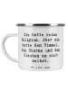 Mr. & Mrs. Panda Emaille Becher Spruch Himmel und Freude mit Spruch in Weiß