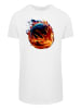 F4NT4STIC Long Cut T-Shirt Basketball On Fire Sport LONG in weiß