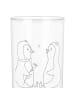Mr. & Mrs. Panda Glas Pinguin Pärchen mit Spruch in Transparent
