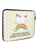 Mr. & Mrs. Panda Notebook Tasche Einhorn Regenbogen mit Spruch in Weiß