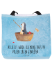 Mr. & Mrs. Panda Damen Schultertasche Pinguin Angelboot mit Spruch in Eisblau