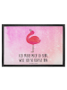 Mr. & Mrs. Panda Fußmatte Flamingo Stolz mit Spruch in Aquarell Pink