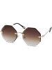 styleBREAKER Runde Sonnenbrille in Gold / Braun Verlauf