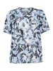 KAFFE curve Kurzarm-Bluse KCelona A-shape in Blue Flower Print
