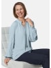 GOLDNER Kurzgröße:  Bluse Bluse mit plissierten Ärmeln in lagune
