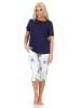 NORMANN Schlafanzug kurzarm Pyjama floraler Print Jersey - 85004 in marine