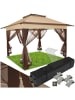 tectake Faltpavillon Carabobo inklusive Spannseile, Heringe sowie Transporttasche, braun