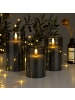 relaxdays 3 x LED Kerzen in Grau