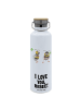 Mr. & Mrs. Panda Mehrwegflasche Bienen Paar mit Spruch in Weiß