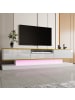 ABRIHOME Weißer LED TV-Schrank mit 3 Schubladen und offenem Fach