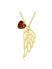 Himmelsflüsterer  Halskette mit großem Engelsflügel und einem Kristall-Herz