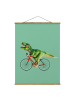 WALLART Stoffbild - Jonas Loose - Dinosaurier mit Fahrrad in Grün