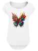 F4NT4STIC Long Cut T-Shirt Schmetterling Blumen in weiß