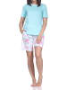 NORMANN Schlafanzug kurzarm Shorty Pyjama Schleifen Motiv in türkis