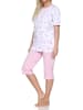 NORMANN Kurzarm Capri Schlafanzug Pyjama klassische Optik Übergröße in rosa