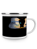 Mr. & Mrs. Panda Camping Emaille Tasse 35. Hochzeitstag Leinwand... in Schwarz