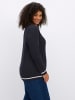sheego Langarm-Pullover in tiefblau-ecru