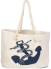 styleBREAKER Strandtasche in Creme-Marine