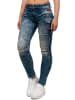 Cipo & Baxx Damen Slim Fit Jeans Stonewashed in Blue