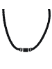 Tom Tailor Kette mit Anhänger Edelstahl, Carbon, Leder, Kautschuk in silber