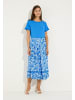 More & More softes T-Shirt mit Chiffonkante in blue