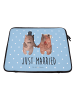Mr. & Mrs. Panda Laptop Tasche Bär Heirat mit Spruch in Blau Pastell