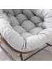 ABRIHOME Rattan Schaukelstuhl in Grau mit gepolstertem Kissen für Garten Terrasse