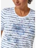 GOLDNER Bequemes Druckshirt in Blumen-Ringeloptik in rauchblau / geringelt