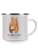 Mr. & Mrs. Panda Emaille Tasse Bär Liebesbrief mit Spruch in Grau Pastell