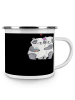 Mr. & Mrs. Panda Camping Emaille Tasse Braut Liebe mit Spruch in Schwarz
